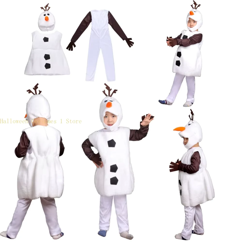 Kids Olaf Halloween Costumes Cosplay for Boys Girls Child Cute Christmas Gift Olaf Toddler Cartoon Movie Snowman Party Dress up