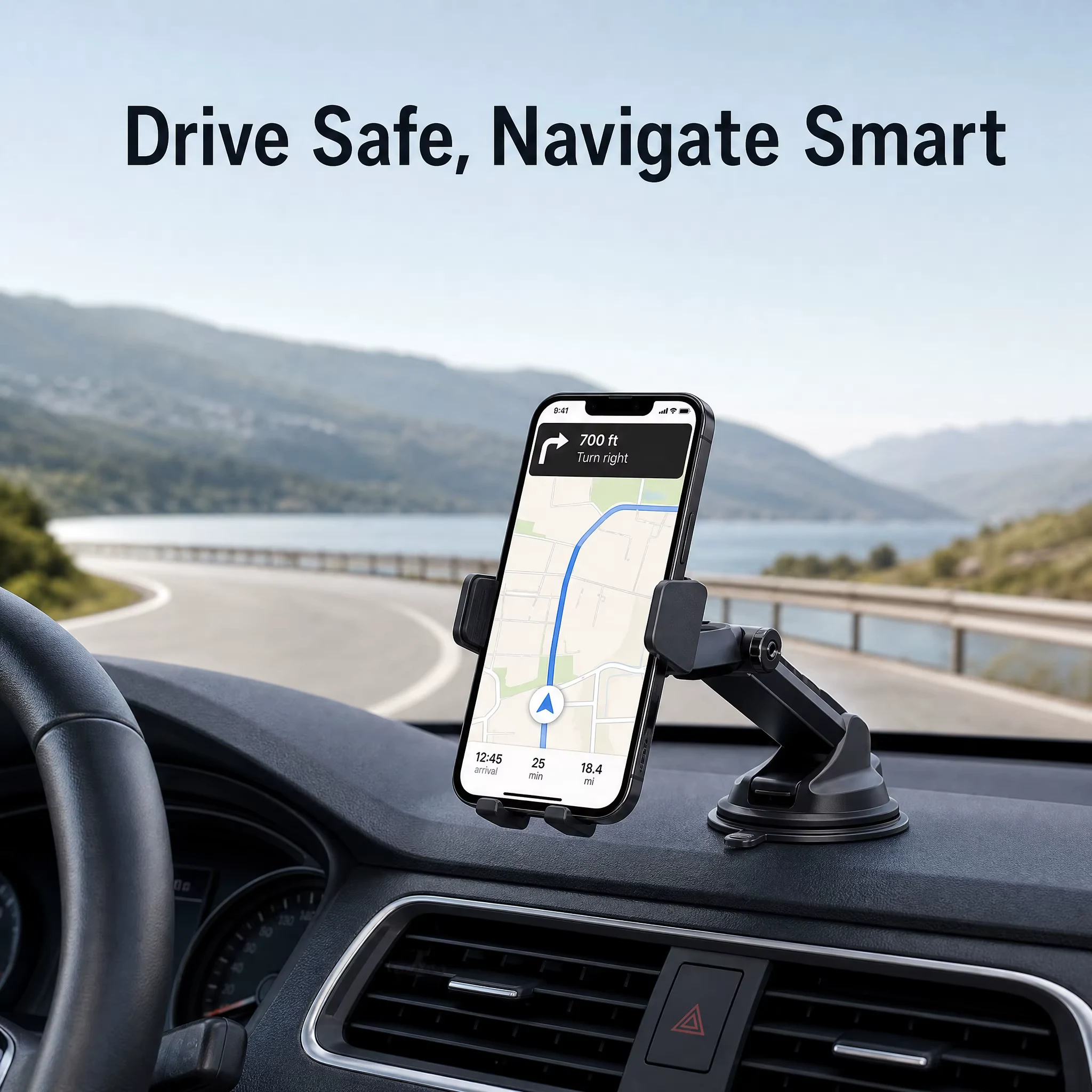 Car Phone Holder – Nano Flexible Silicone, 360° Rotation, Doesn't Block Screen, Compatible with BlackBerry.