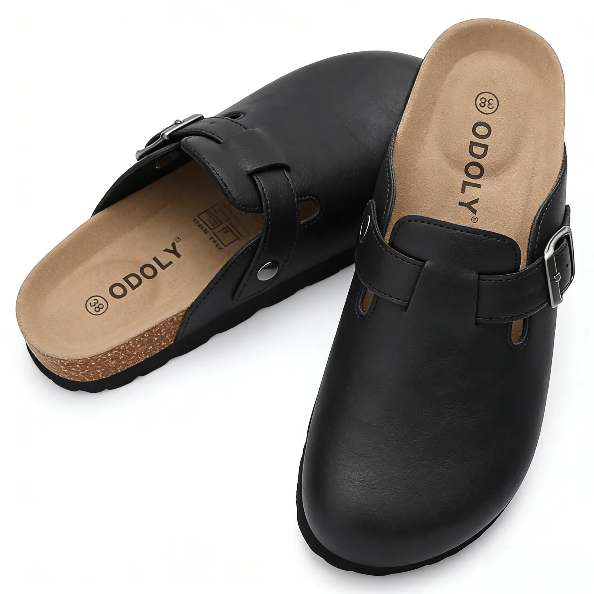 Crestar Women's Vegan Leather Clogs Comfort Slip-on Cork Footbed Mules Slippers With Arch Support Unisex Sofe Clogs Potato Shoes