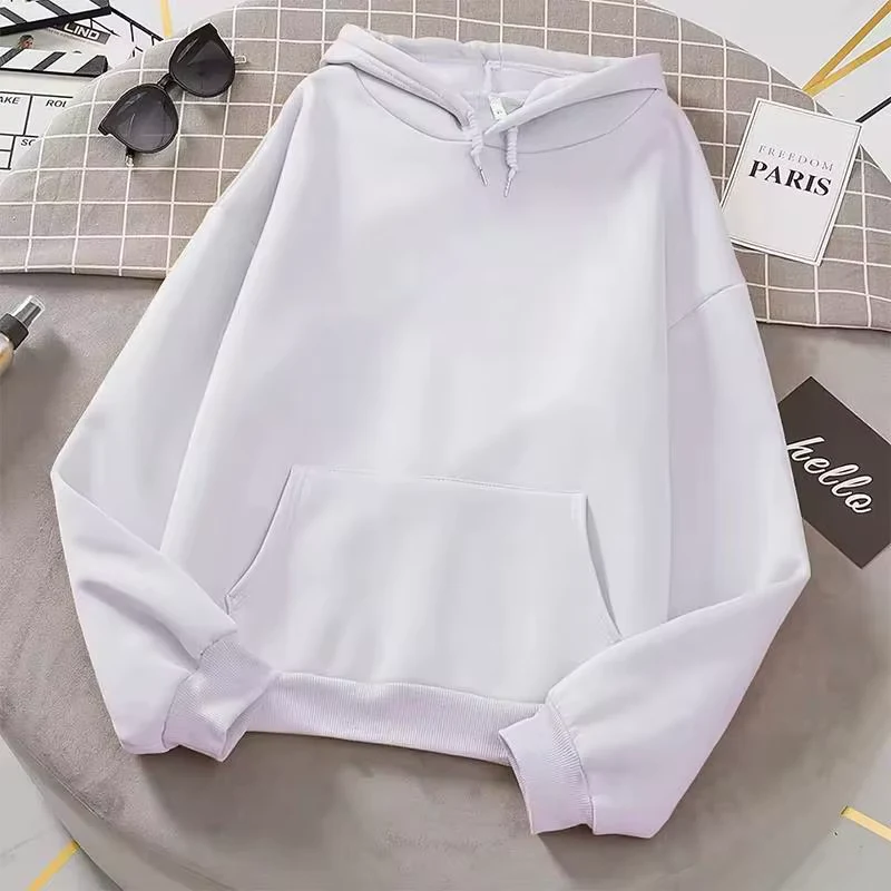 2026 white Hoodies men women Autumn Long Sleeve Pullover Tops Casual Pocket Hoodies Unisex Outer Loose Sport Wear