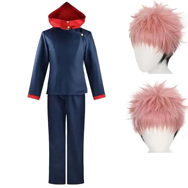 Anime Tokyo Itadori Yuji Cosplay Costume with Hooded Pants For Halloween Outfit School Carnival Uniform