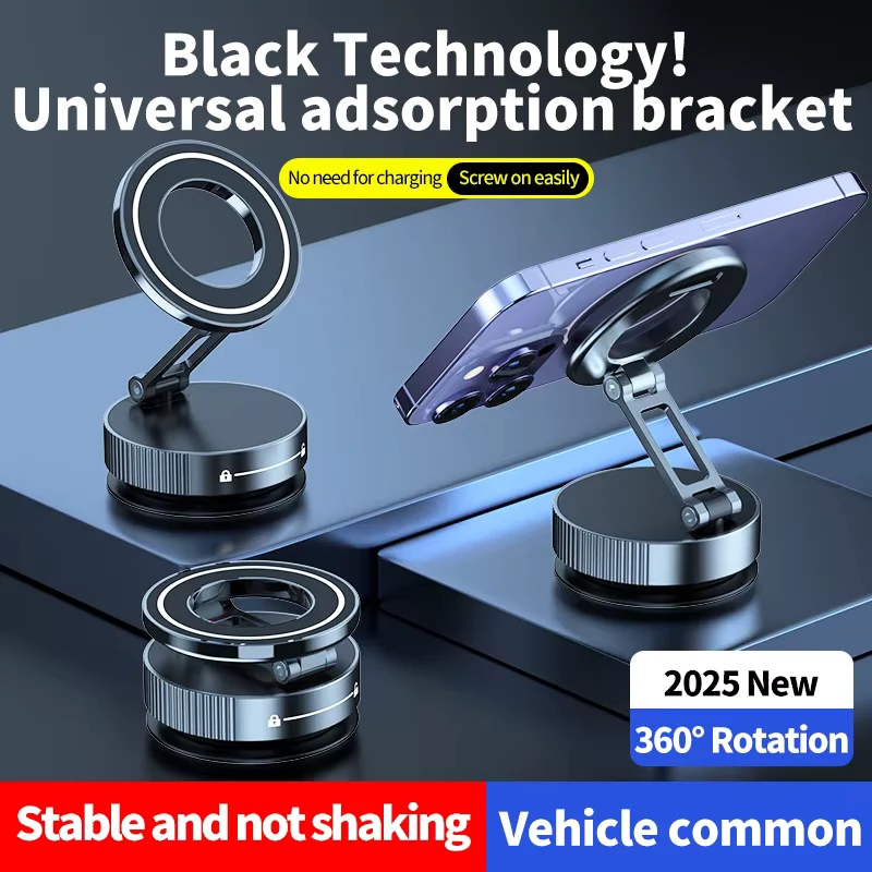 New Super Strong Magnetic Phone Holder Foldable Design 360° Adjustable Vacuum Car Mount For Car Desk Bathroom Holder 2026