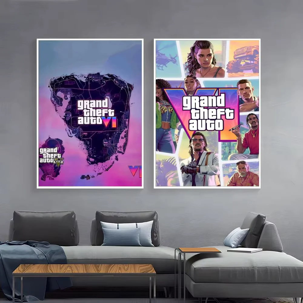 Hot Game G-Gta 6 Poster Paper Print Home Living Room Bedroom Entrance Bar Cafe Art Painting Decoration
