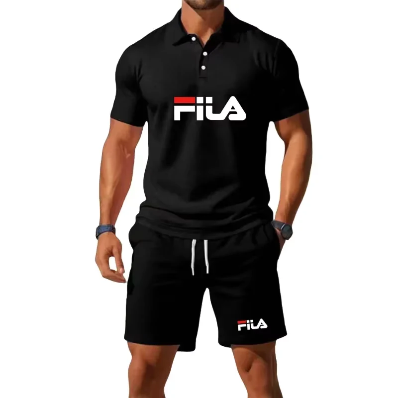 Men's Summer Sets Fashion Short Sleeve Polo Shirt and Shorts 2 Piece Outdoor Basketball Sport Outfit Casual Simple Fitness Suit