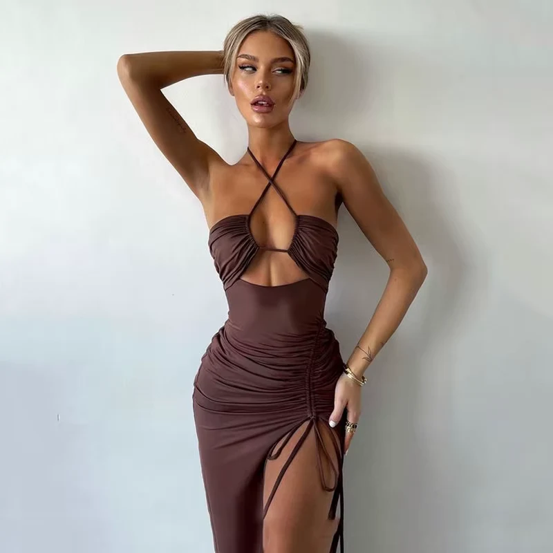 Women's Backless Bodycon Party Midi Dress