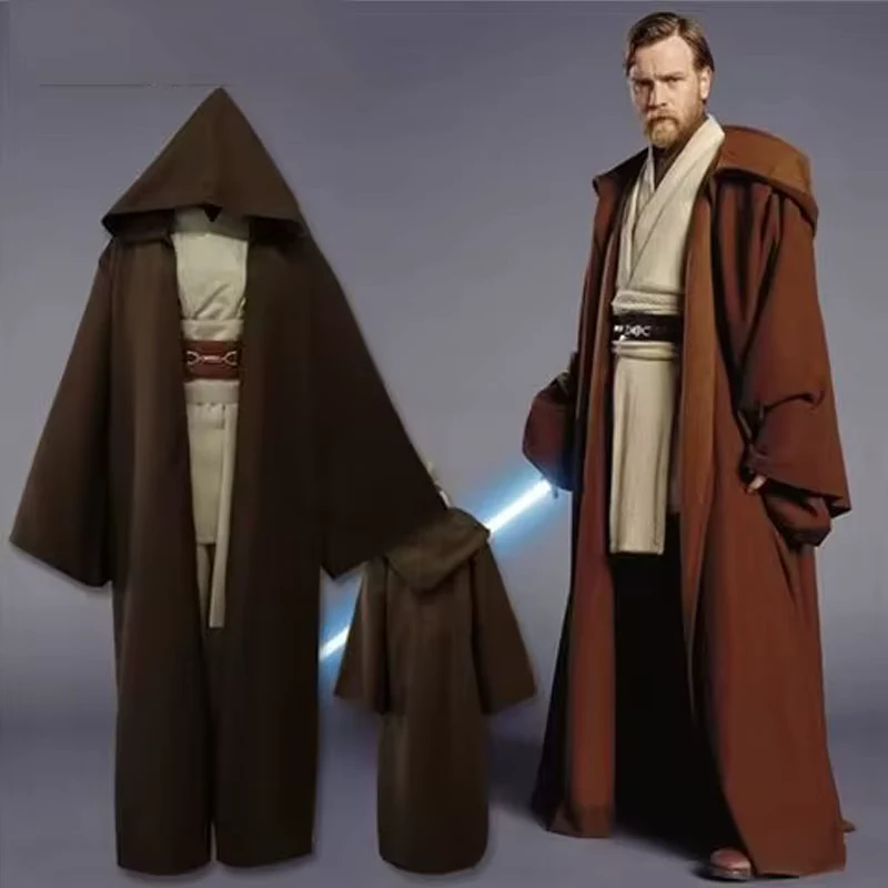 Anime Obi Wan Kenobi Jedi Cosplay Costume Unisex Coat Friar Uniform Robe Full Set Accessories Halloween Carnival Outfits