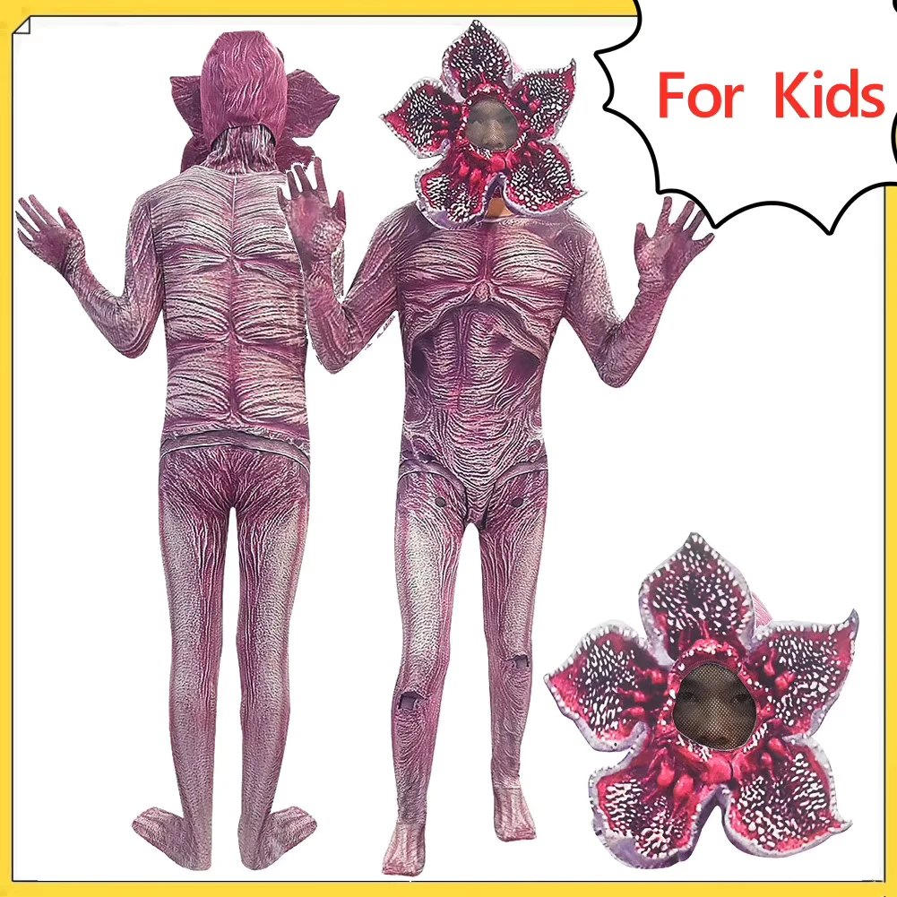 Demogorgon Cannibal Flower Bodysuit Headwear Mask Cosplay Costume Disguise Jumpsuit Halloween TV ST Suit