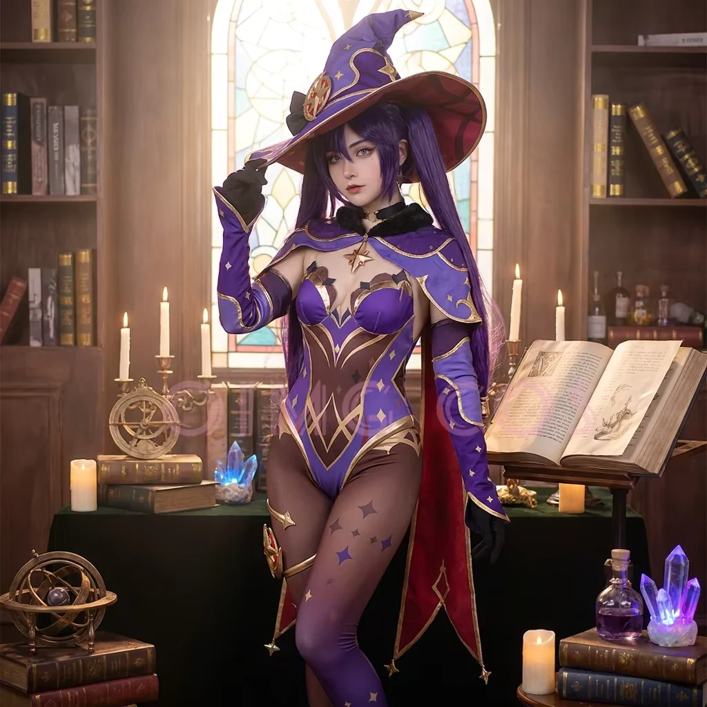 Mona Cosplay Outfit From Genshin Impact Mirror of The Waters Starry Sky Skin Anime Cos Costume for Stage Performance