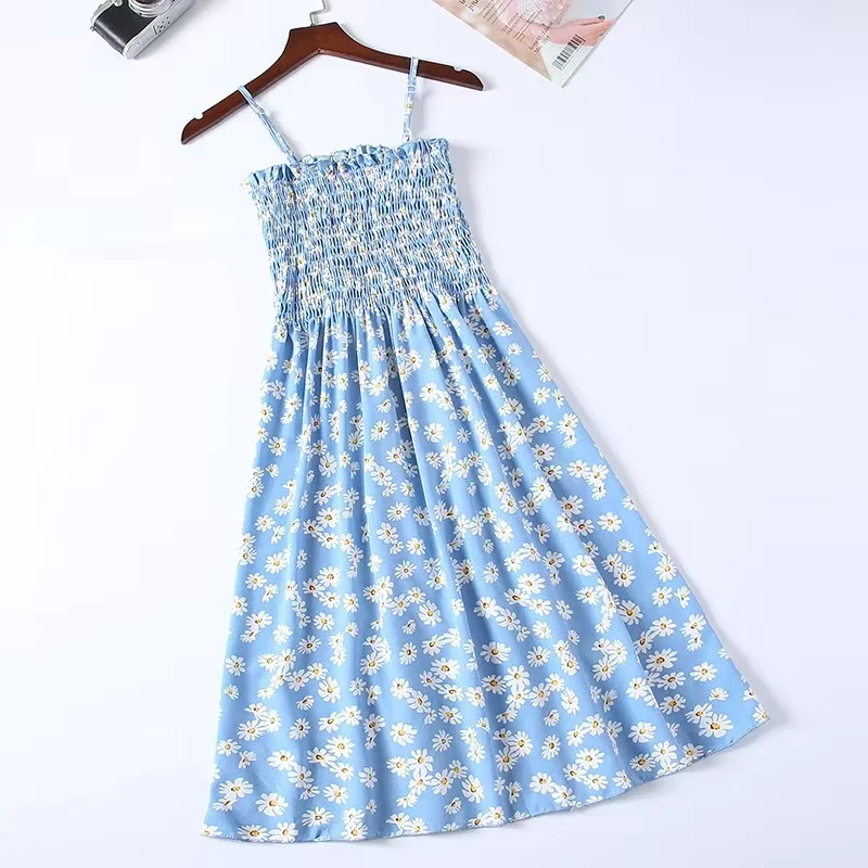 Women's Floral Chiffon Spaghetti Strap Mini Dress