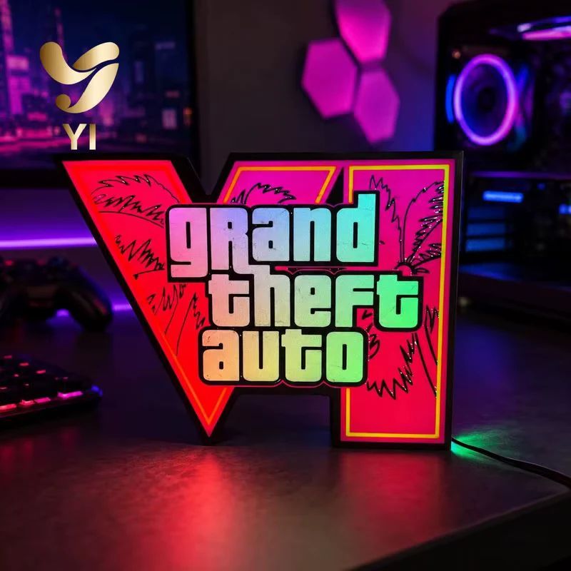 New In Stock Gta 6 Horizon Ambient Light Usb Cool Desktop & Pc Case Decoration 3d‑Printed Ornament Argb Faith Light Trendy Gift