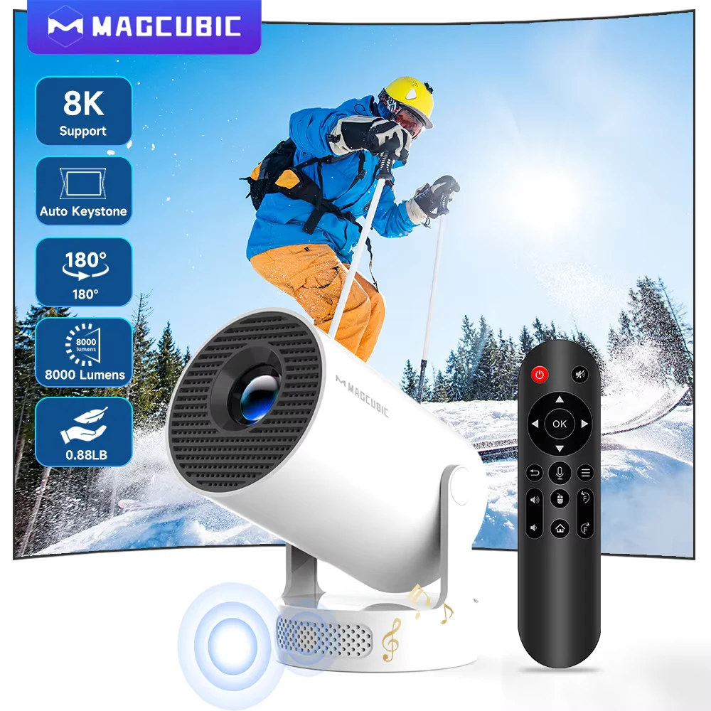 Magcubic Portable Projector HY300 Pro+ Voice Control 8K Android 14 Projector 8000Lumens Wifi6 BT5.4 Cinema Outdoor Add Airmouse
