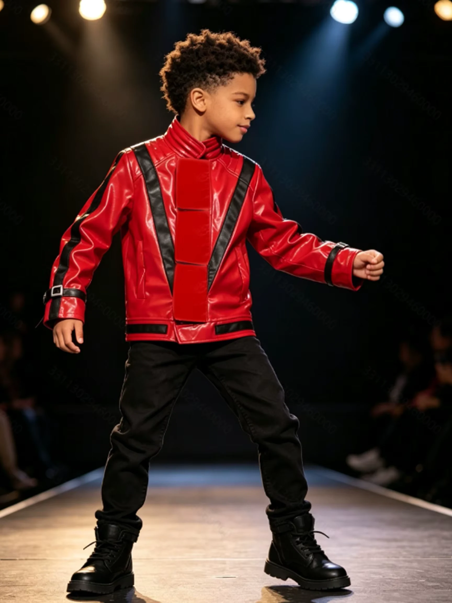 Boys retro stand collar jacket with black stripe decoration, classic performance top for Halloween costume, stage show and vintage themed dress-up activities