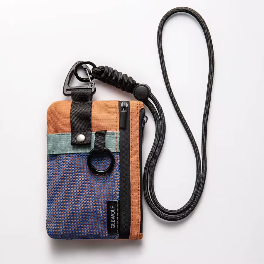 Small Minimalist Wallet for Women Men RFID Blocking, Zipper Coin Pouch with ID Window and Keychain Travel Lanyard Wallet