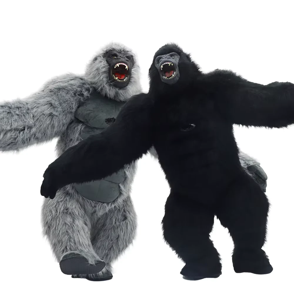 2.6m/3M King Kong Inflatable Costume Mascot With Battery Adult Character Cosplay Animal Birthday Halloween Party Event Plush Set