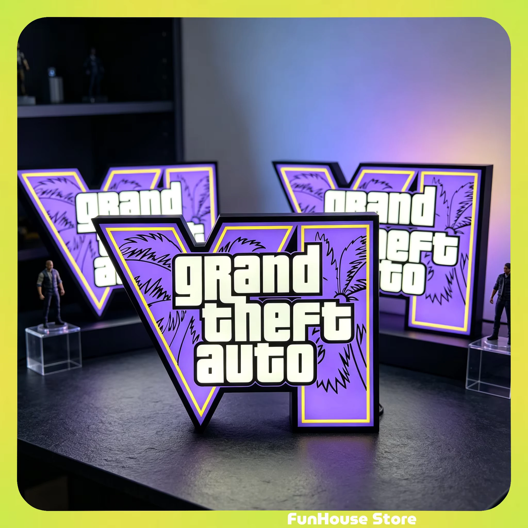 Diy GTA6 Rogue Logo Personalized LED Light Box Ambient Light Desktop Night Lamp USB Collectible Decor Ornament Gamer Fans Gifts