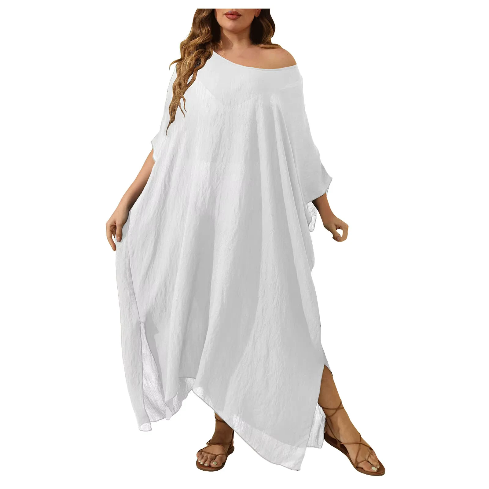 Loose Cotton Beach Dresses Beach Cover Ups for Woman Tunic Bikini Dress Sun Protection Swimsuit Oversized Bathing Suit Sundress