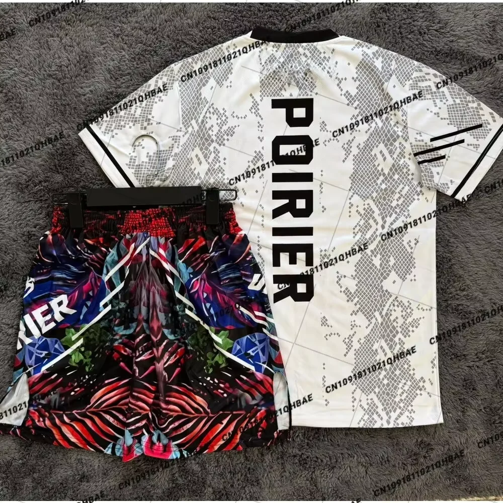 Summer Top Boxer MMA Octagonal Cage Dustin Poirier Tshirt Shorts Set Men Sports Training Running Set Speed drying Fighting Set