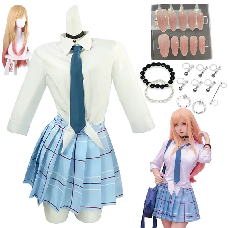 Kitagawa Marin Cosplay Anime My Dress Up Darling Kitagawa Marin Cosplay Costume Dresses Womens Japanese School Girl Uniform COS