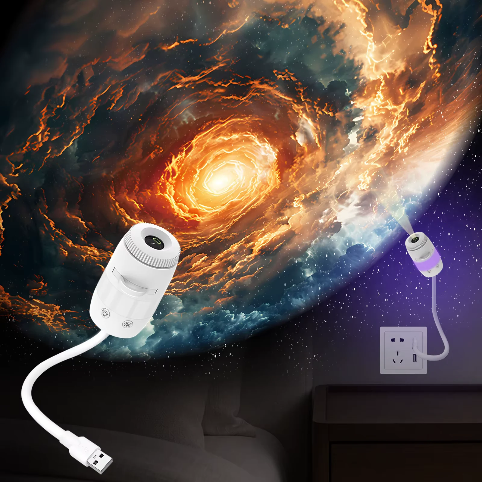 2026 Upgraded Universe & Ocean Projector, Plug and Play Hd Star Projector 360° Adjustable Hd Smart Dynamic 5D Holographic Night Light Projector for Bedroom Ceiling