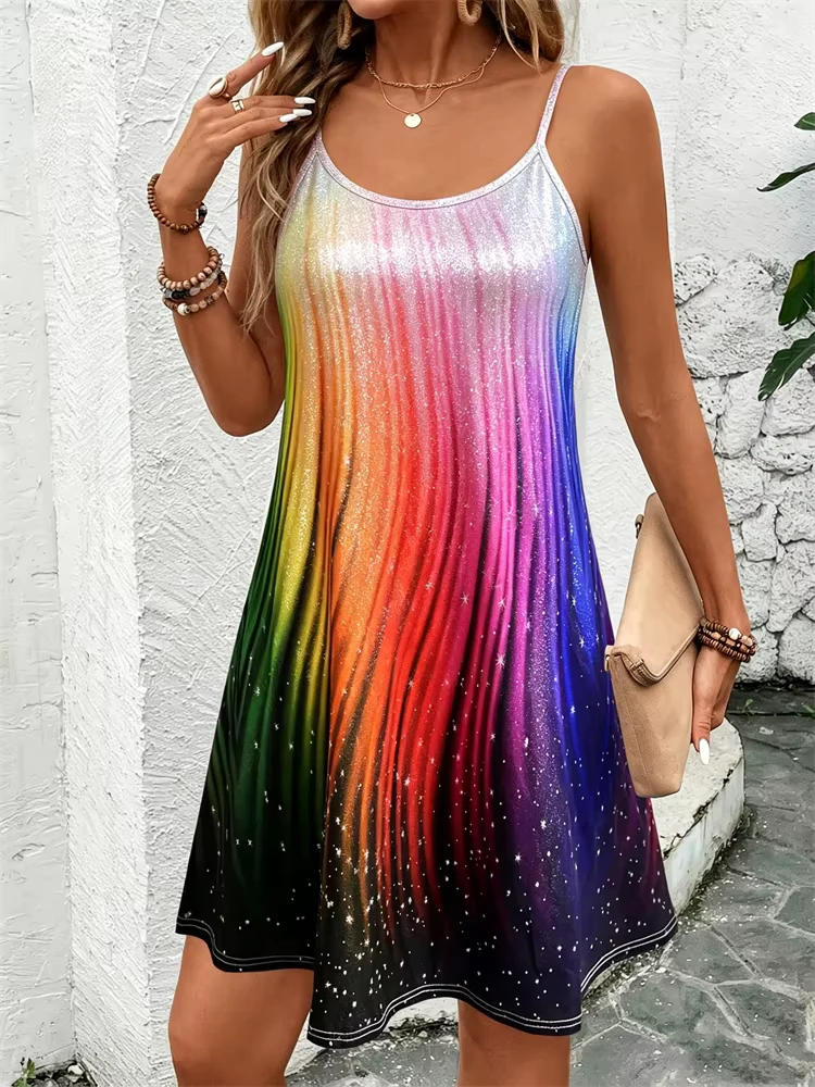 Women's Round-Neck Spaghetti-Strap Summer Dress