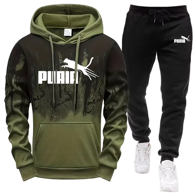 Men's Set/Hoodie/Pants Autumn Winter Daily Casual Fashion Sportswear Hooded Sweatshirt and Sweatpants Outdoor Sports Jogger Suit