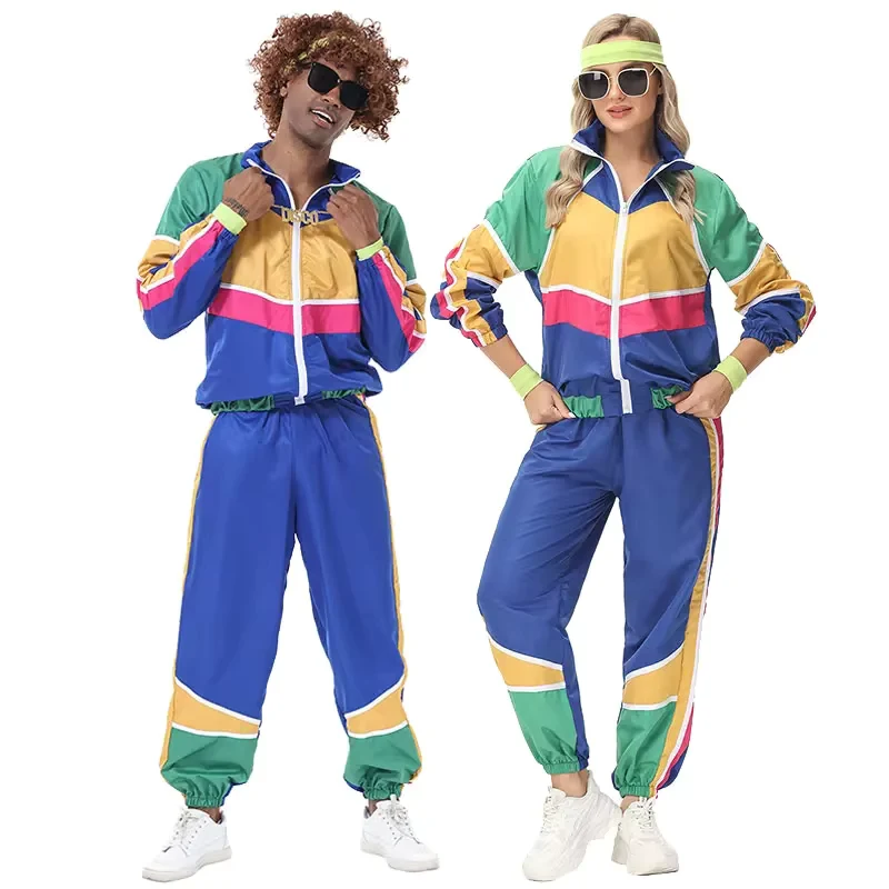 Couples Retro Hippie Costumes Male Women Carnival Halloween Party 70s 80s Rock Hip-Hop Disco Clothing Suit Cosplay Outfits