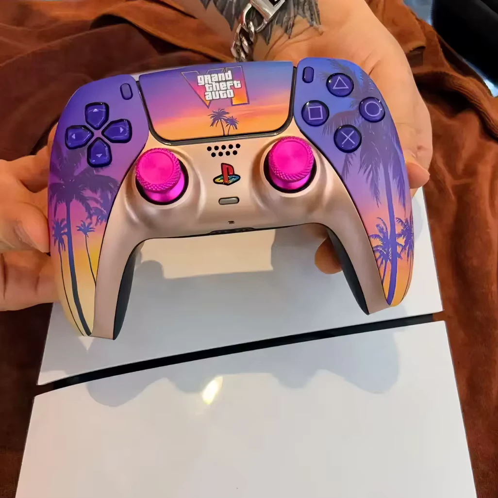 Gta 6 Sunset City PS5 Controller Shell Faceplate Cover With Touchpad For DualSense Controller Replacement For BDM-010 To BDM-050