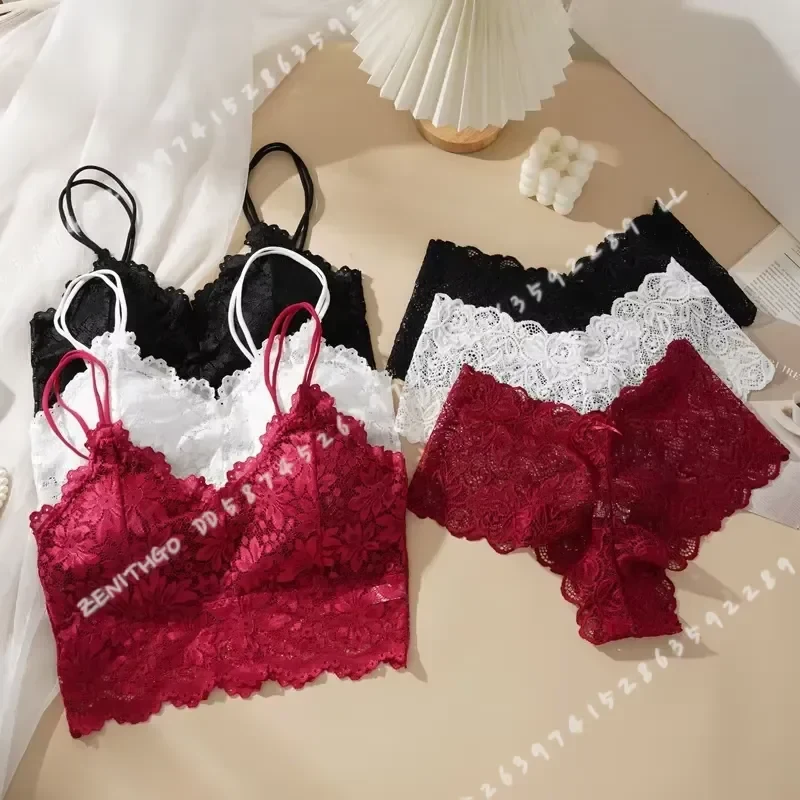 Women's Wireless Lace Bra and Panty Set