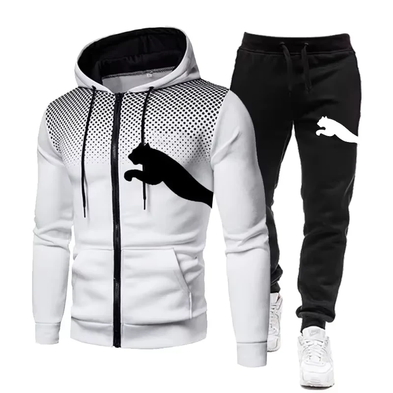 2025 Men's Autumn and Winter Hooded Sweatshirt Set, Hooded Sweatshirt + Pants Set, Sports Running Leisure Wear