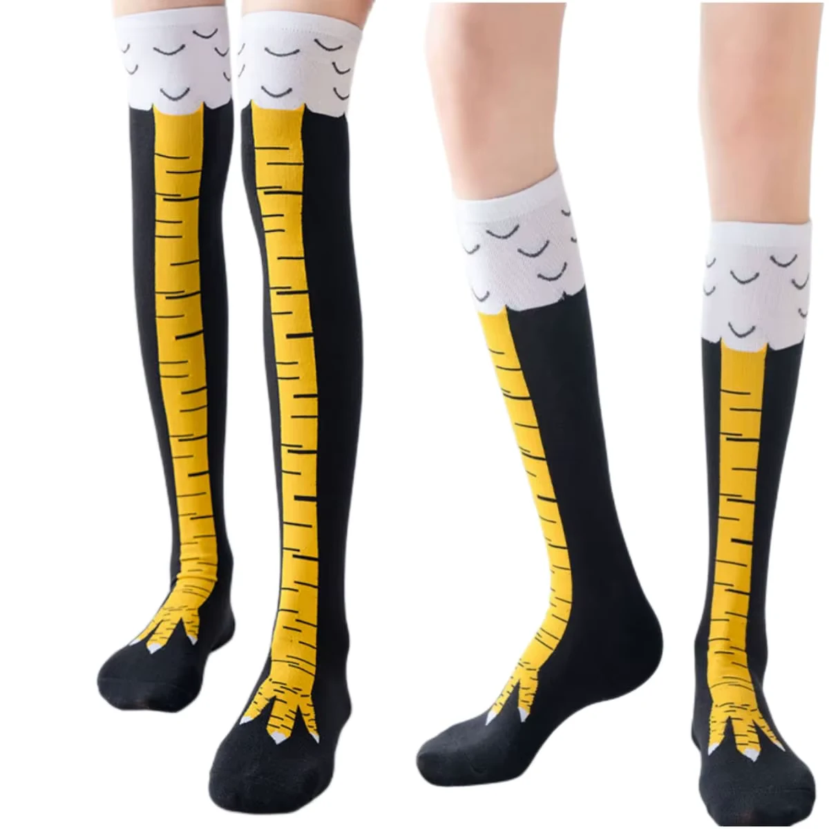 1/2 Pairs Women Knee High Socks Trendy Cartoon Funny Chicken Claw Socks Fitness Sports Casual Slim Leg Long Tube Socks Women